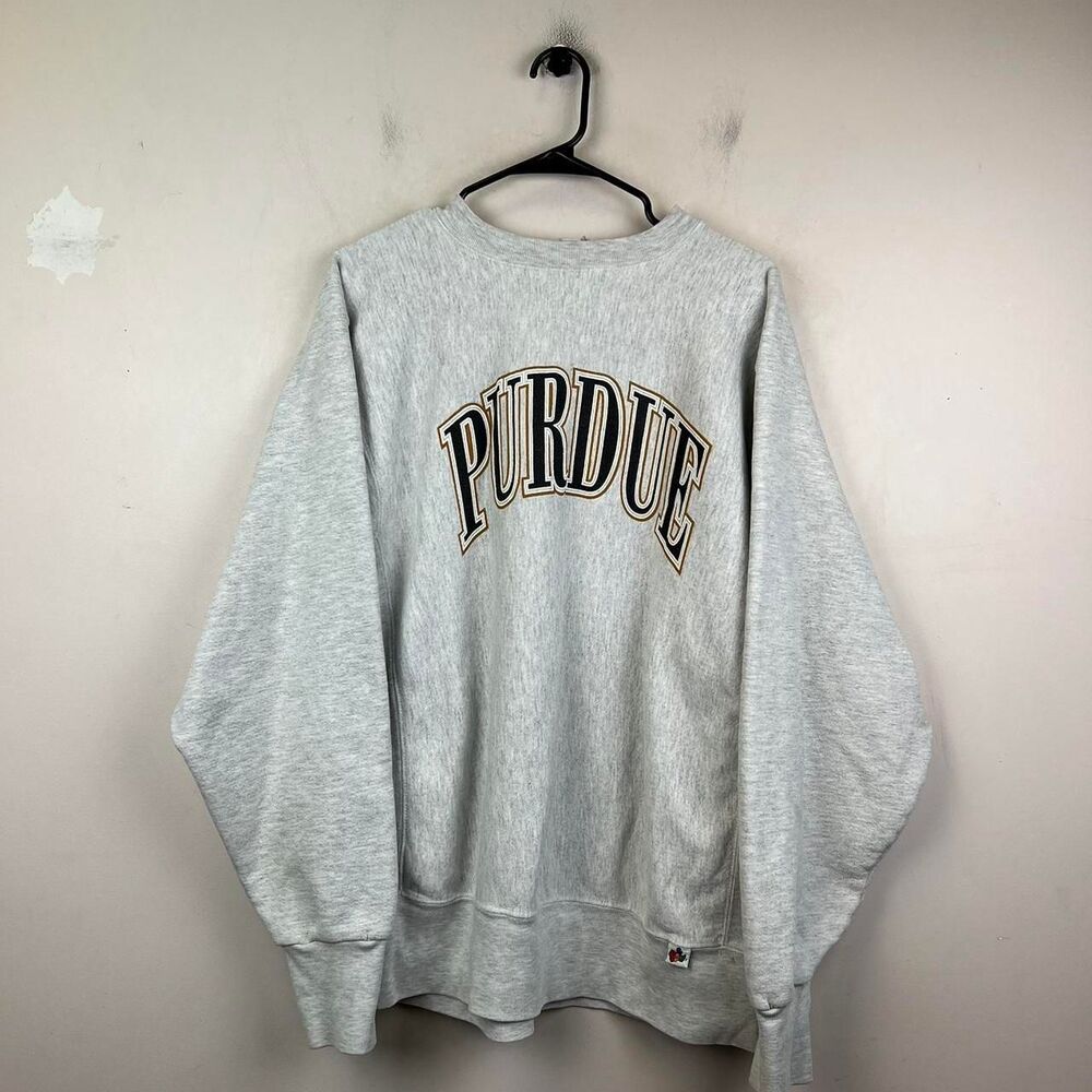 Vintage 90s Purdue Boilermakers University grey and white crewneck Size XXL